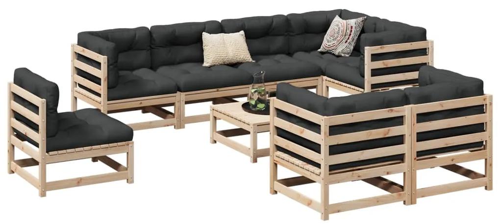 3299512 vidaXL Set canapea de grădină cu perne, 9 piese, lemn masiv de pin