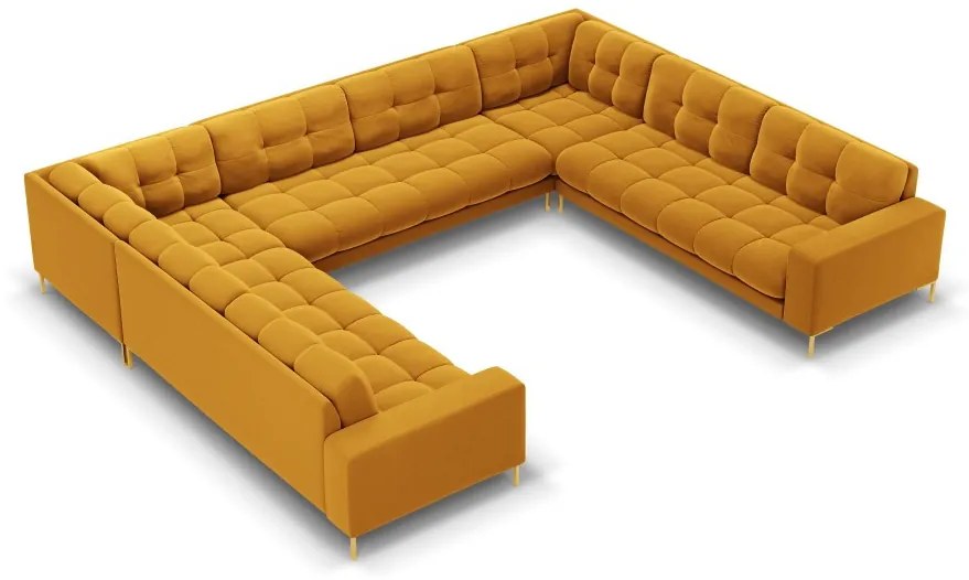 Coltar 9 locuri Bali velvet/picioare gold – L327 x l256 x h75
