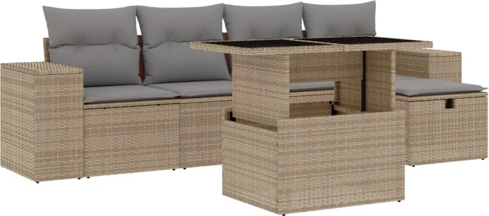 vidaXL Set canapele de grădină cu perne, 6 piese, bej, poliratan