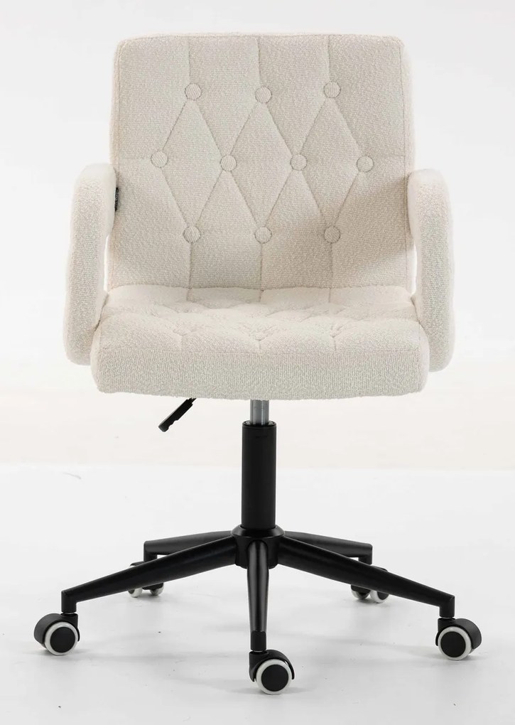 HR8404KW Scaun Crem Boucle cu Bază Aurie