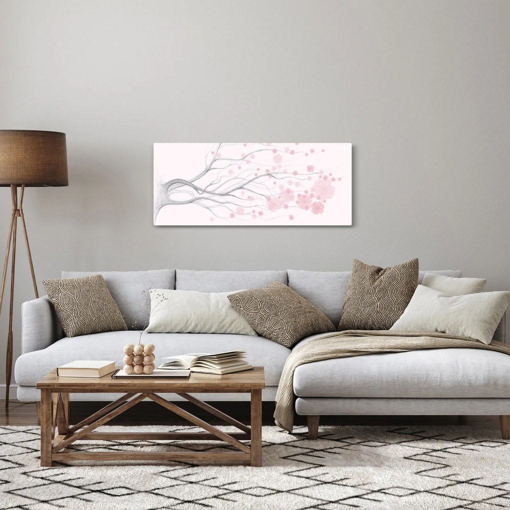 Tablou - Flori roz (120x50 cm)