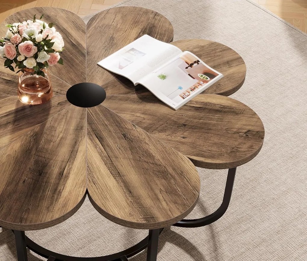 MAI21 - Masuta de cafea, 100 cm, masa living, stil industrial - Maro - Negru