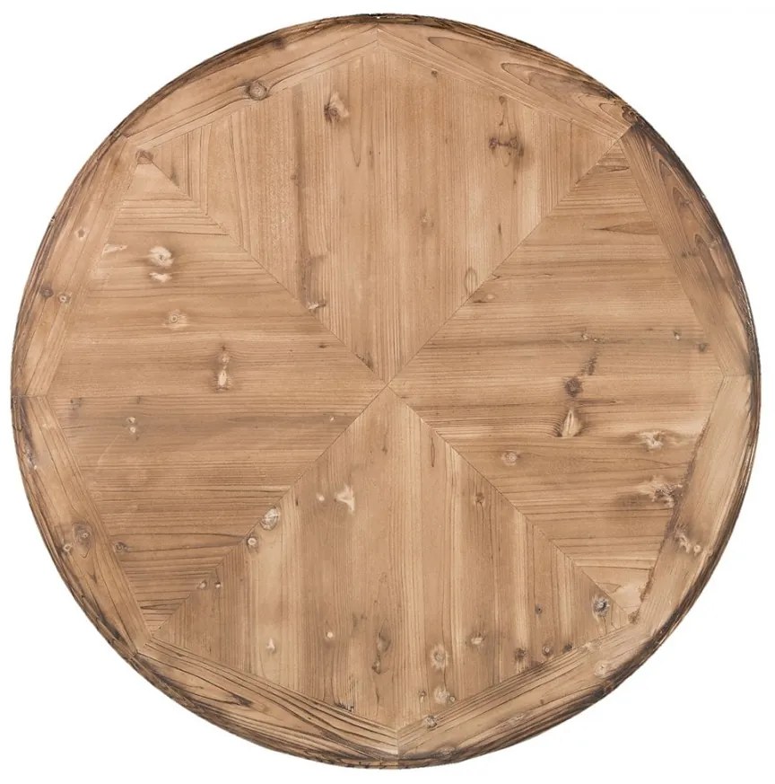 Masă de dining rotundă, din lemn, cu finisaj vintage, Aimée