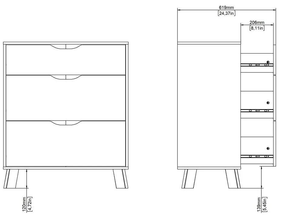 Comodă albă-în culoare naturală cu aspect de lemn de stejar 79x92x40 cm Ikast – Tvilum