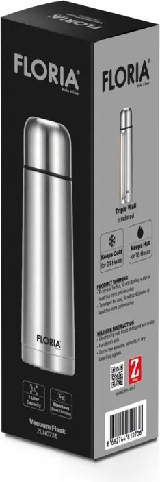 Termos Floria ZLN0736 din inox, capacitate 1L, metine rece pana la 24 ore si cald pana la 18 ore