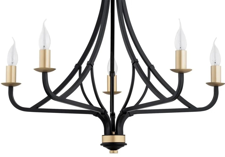 Lustra cu 5 brate design modern Lorenzo negru, auriu