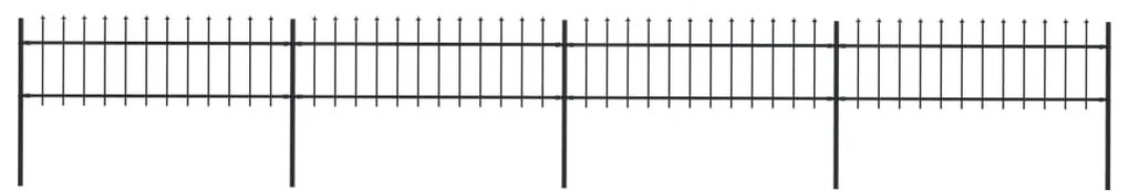 vidaXL Gard de grădină cu vârf suliță, negru, 6,8 m, oțel
