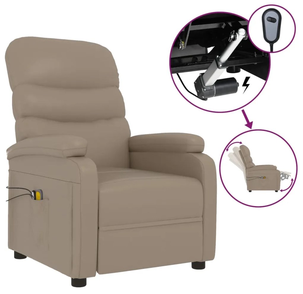 3073683 vidaXL Fotoliu de masaj electric, cappuccino, piele ecologică
