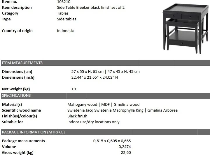 Set de 2 masute laterale design LUX Bleeker 103210 HZ