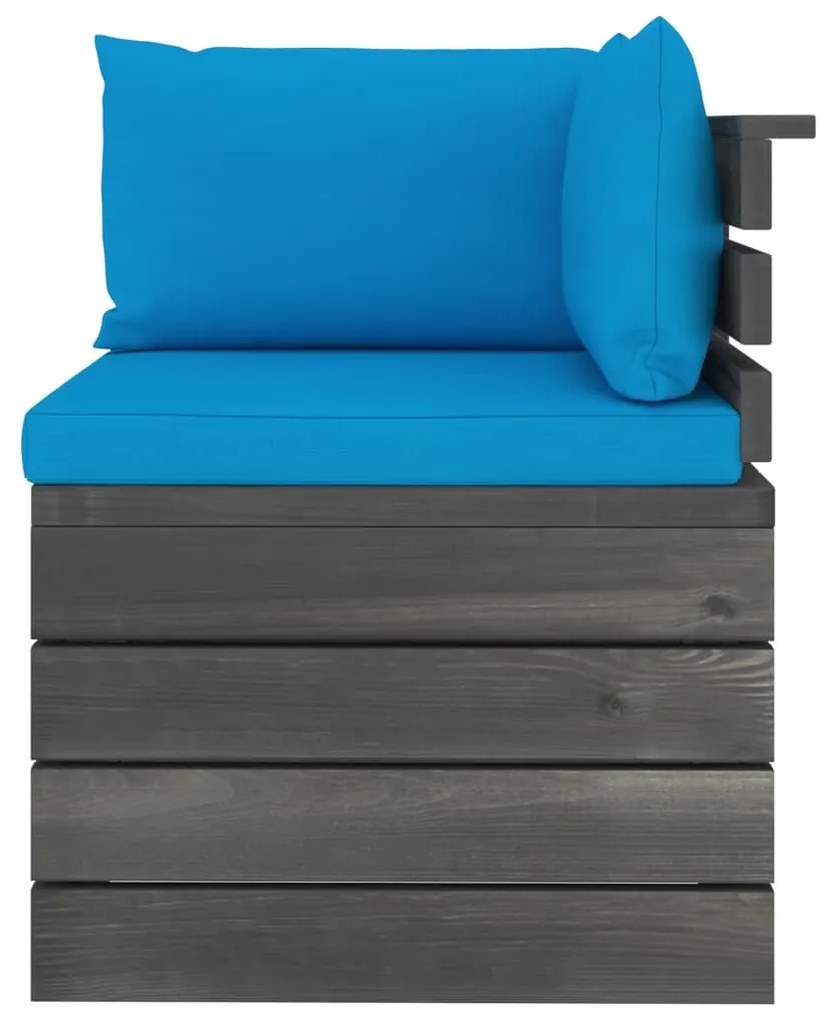 Canapea de gradina din paleti, coltar, cu perne, lemn de pin 1, Albastru deschis, Canapea coltar