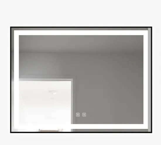 Oglindă Baie LED și Dezaburire Elit's Premium cu Senzor Touch, Lumina Rece, Caldă și Neutră, 80x60cm, cu rama Negru Antichizat