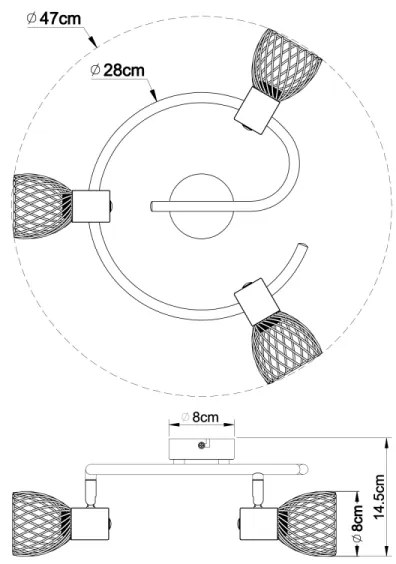 Spot TEXAS 3xE14/40W/230V crom mat Globo 54809-3