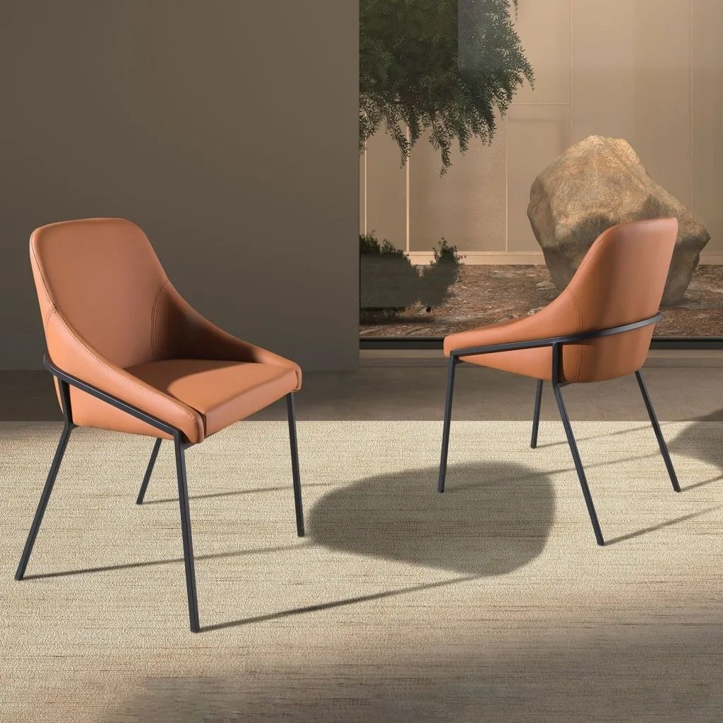 Scaun modern design italian, Piele Sintetica, Orange