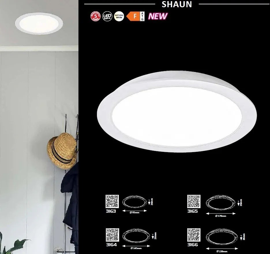 Spot LED incastrabil design modern Shaun alb 17cm