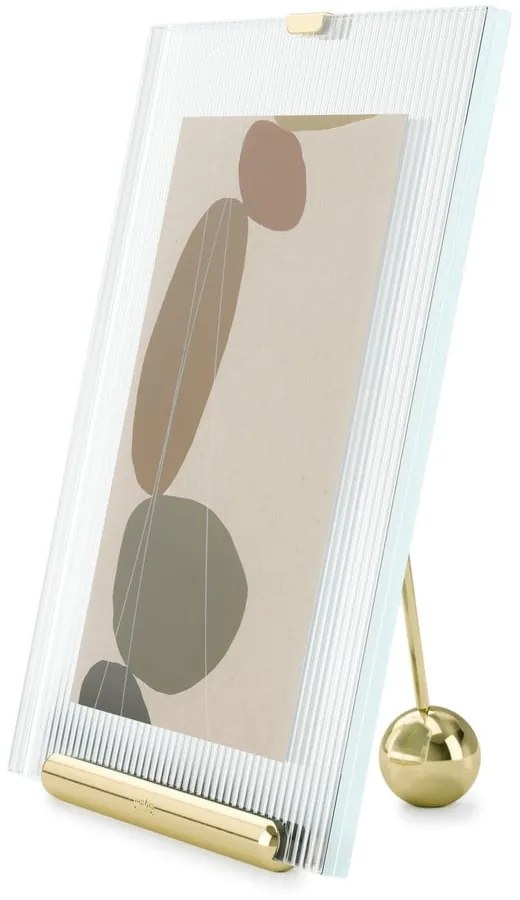 Ramă foto aurie cu picior de susținere din sticlă 19x23 cm Flute – Umbra
