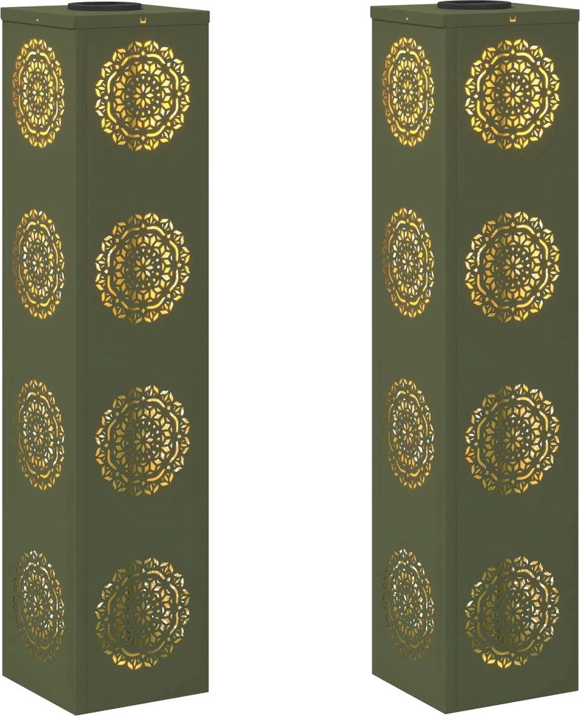 vidaXL Lumină LED Solară pentru Alei 2 pcs Verde măsliniu