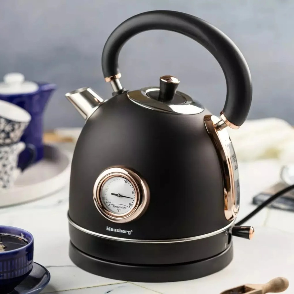 Fierbator de apa model rustic 1.8 l Klausberg KB7905 negru-auriu