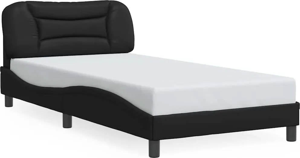vidaXL Cadru de pat fără saltea, Hvar, negru, 100x203cm, piele ecologică