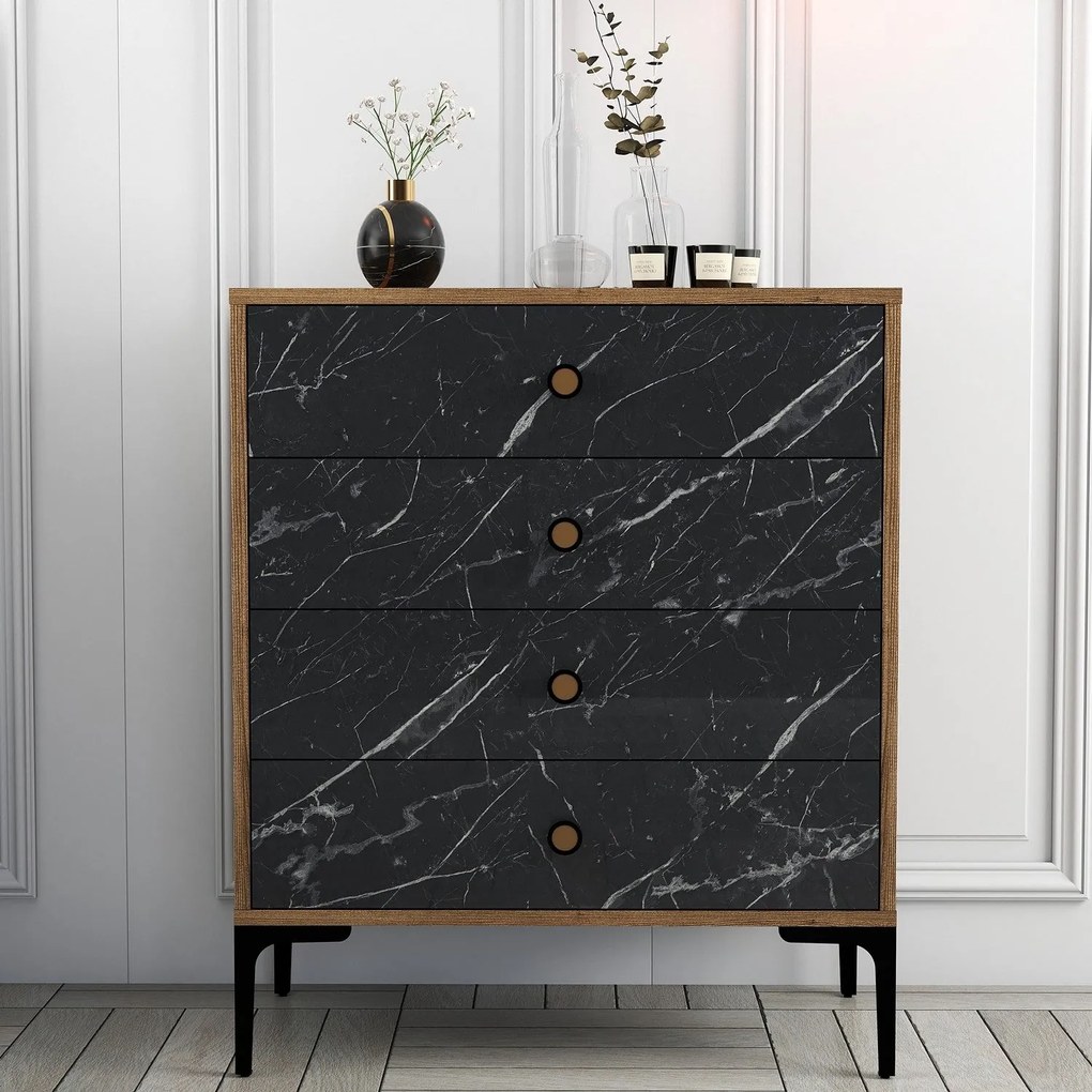Cabinet Lizbon 541 - Walnut, Black