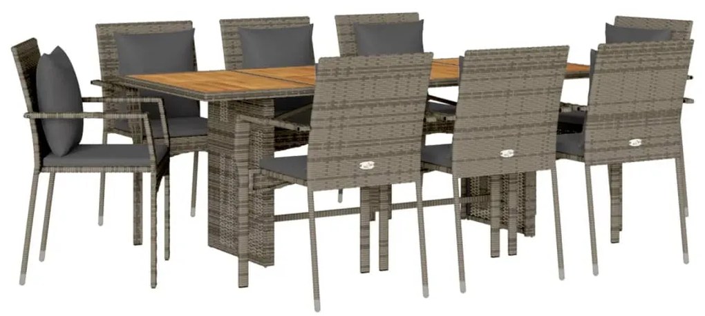 3213504 vidaXL Set mobilier de grădină cu perne, 7 piese, gri, poliratan