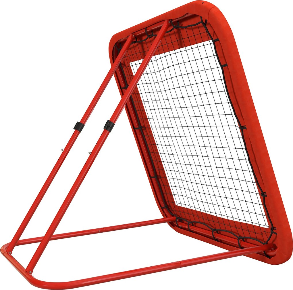 HOMCOM Plasă de respingere pentru fotbal, reglabilă, pliabilă, cadru metalic, plasă PE rezistentă la intemperii, incl. țăruși, Roșu | Aosom Romania