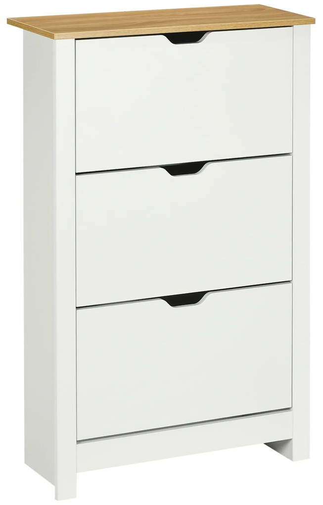HOMCOM Raft pentru pantofi cu 3 compartimente, capacitate 18 perechi, 72x26x112 cm, alb + maro | Aosom Romania