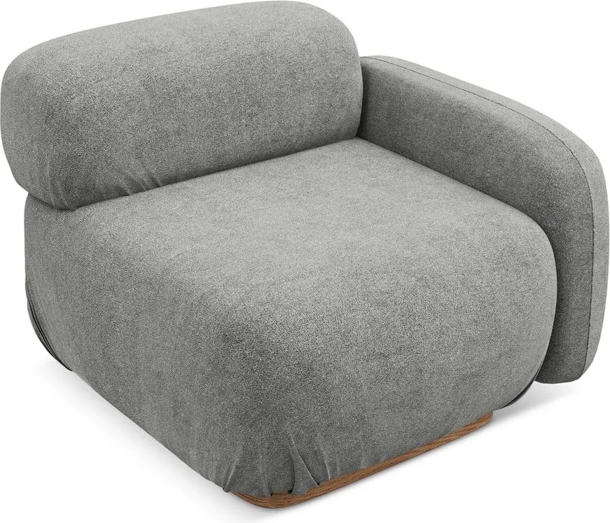 Modul pentru canapea modulară gri cu tapițerie din țesătură bouclé (cu colț pe partea dreaptă) Ailani – Makamii