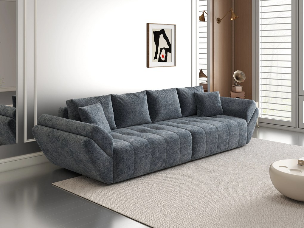 Canapea extensibilă dumonde cu ladă de depozitare si sezut confortabil din spuma high-density, Berlin Euphoria Graphit 300x100 cm