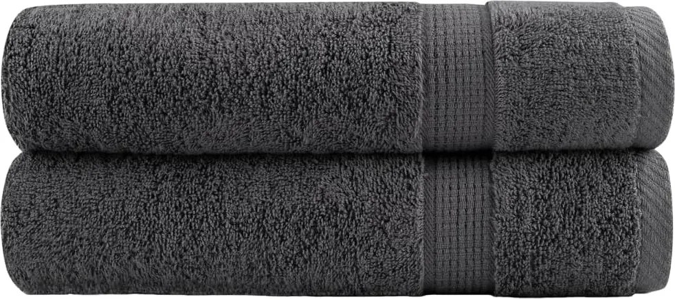 vidaXL Prosoape de baie, SOLUND, 2 buc. antracit 100x150 cm 600gsm