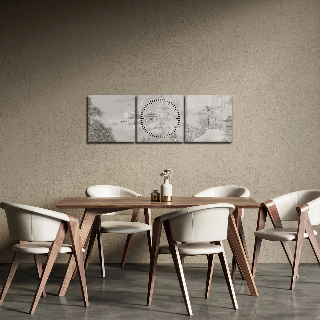 Tablou - Peisaj chinezesc (cu ceas) (90x30 cm)