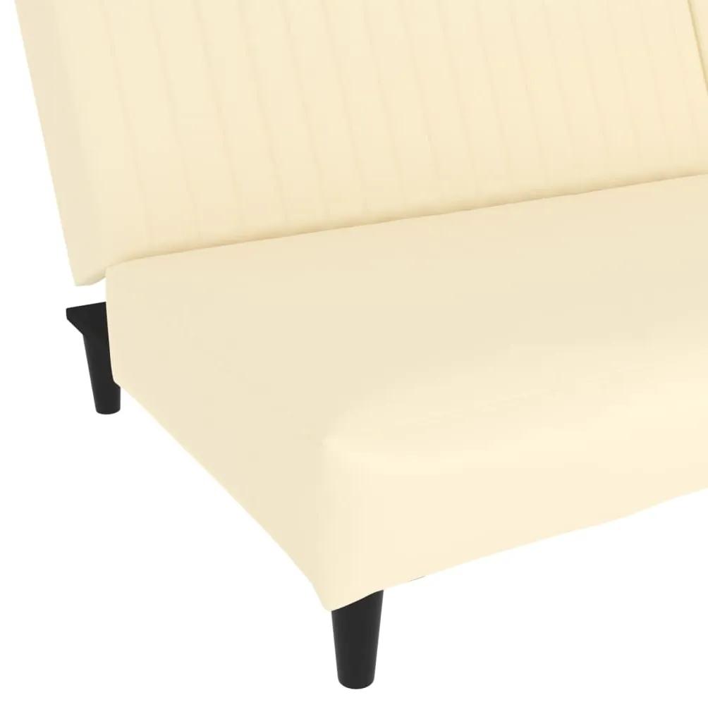 Canapea extensibila cu 2 locuri, crem, piele ecologica Crem, Fara scaunel pentru picioare Fara scaunel pentru picioare