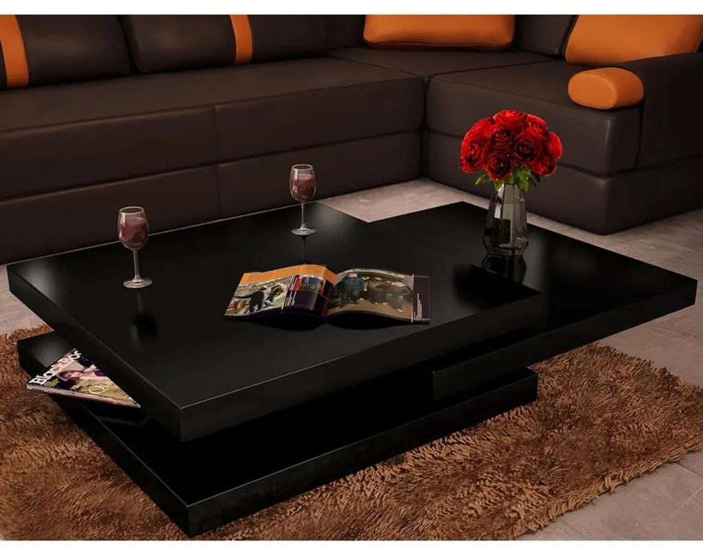 241078 vidaXL Măsuță de cafea pe 3 niveluri, negru lucios