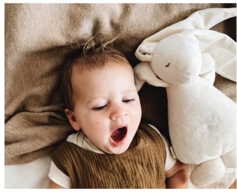 Moonie - Iepuraș crem cu melodie și lumină pentru somn