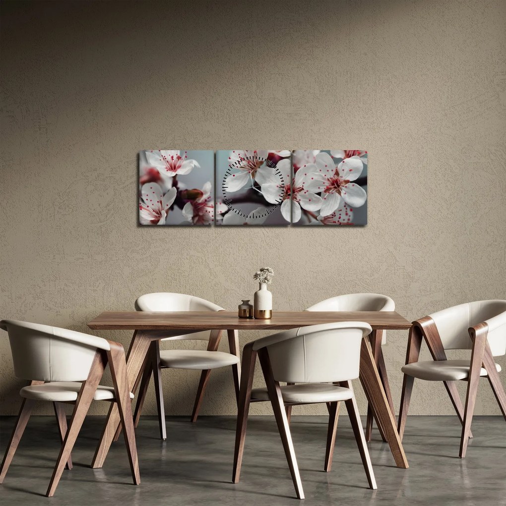 Tablou cu floare - roșie (cu ceas) (90x30 cm)