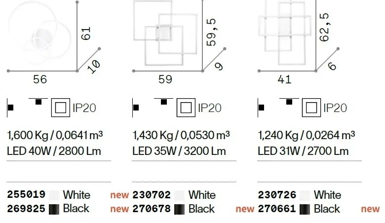 Lustra LED aplicata design geometric circular FRAME PL neagra