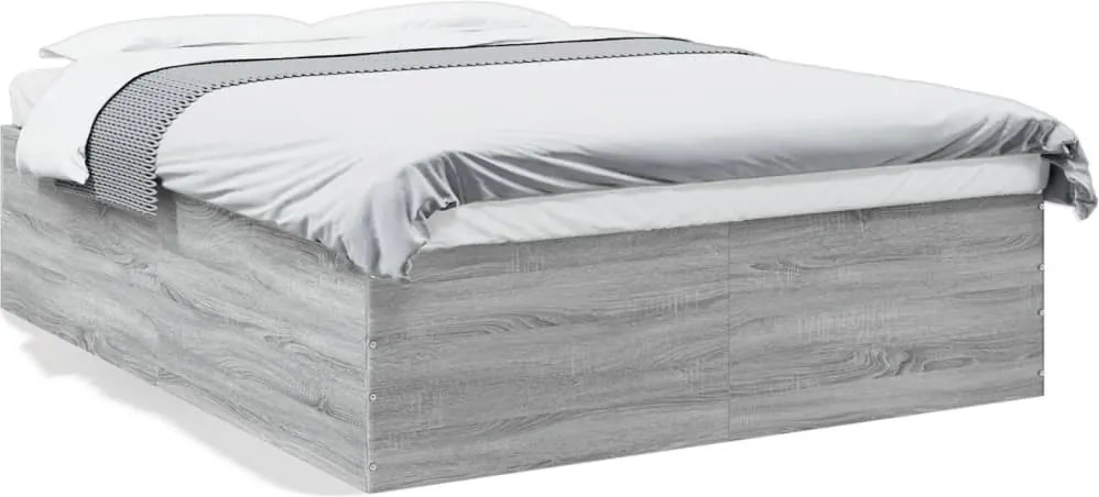 vidaXL Cadru de pat, gri sonoma, 160x200 cm, lemn prelucrat