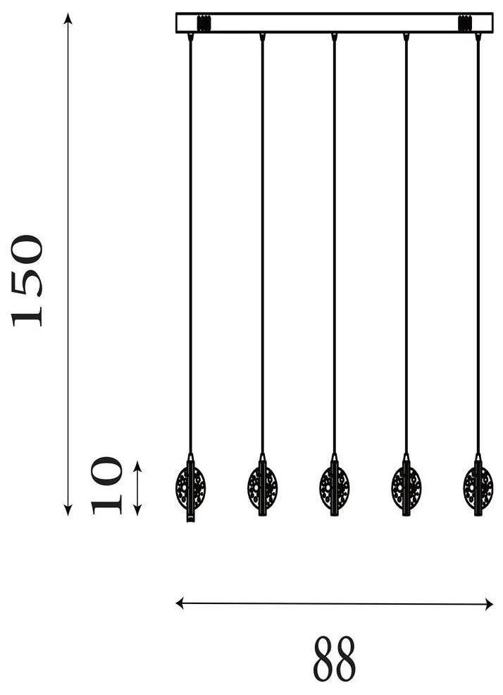 Lustra liniara cu 5 pendule LED Quartz