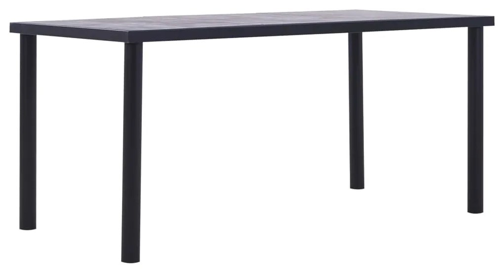 vidaXL Masă de bucătărie, negru &amp; gri beton, 160 x 80 x 75 cm, MDF