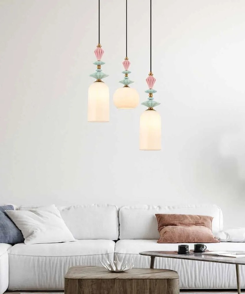 Pendul modern cu elemente ceramice si sticla Mahala