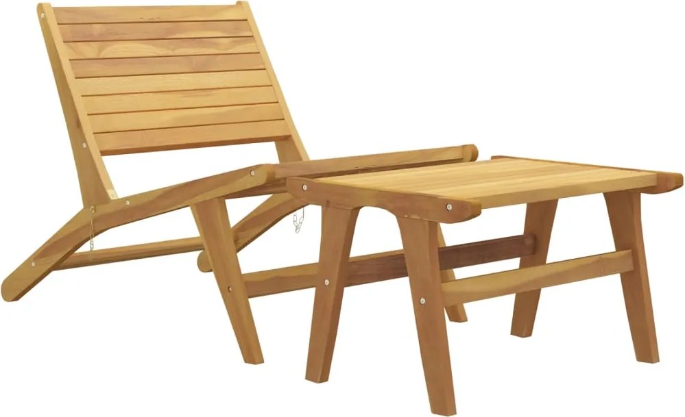 vidaXL Scaun de grădină cu suport pentru picioare, lemn masiv de tec