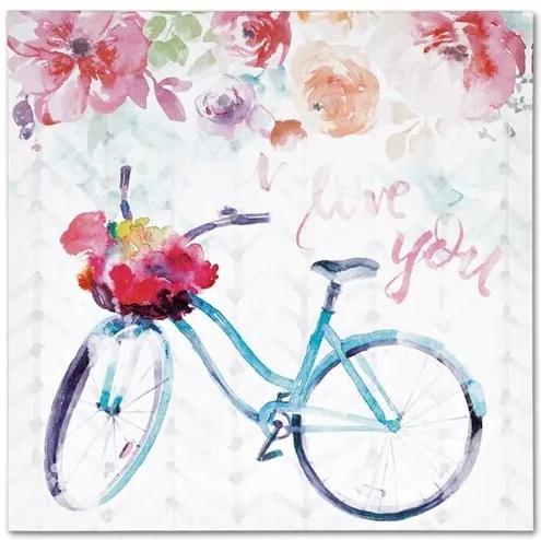 Pictură pe pânză Floral bicycle, 28 x 28 cm