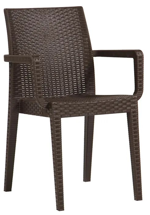 Scaun cu brate terasa Siena, 54x58x86 cm, maro, aspect ratan