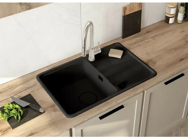 Chiuveta granit incastrata Deante Momi grafit metalic 78x50 cm