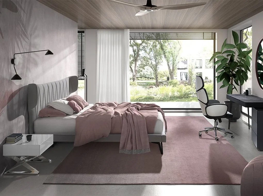 Pat dublu tapitat design LUX Light grey 180x200cm