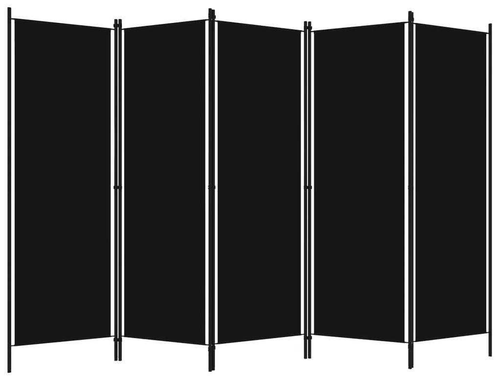 320726 vidaXL Paravan de cameră cu 5 panouri, negru, 250 x 180 cm