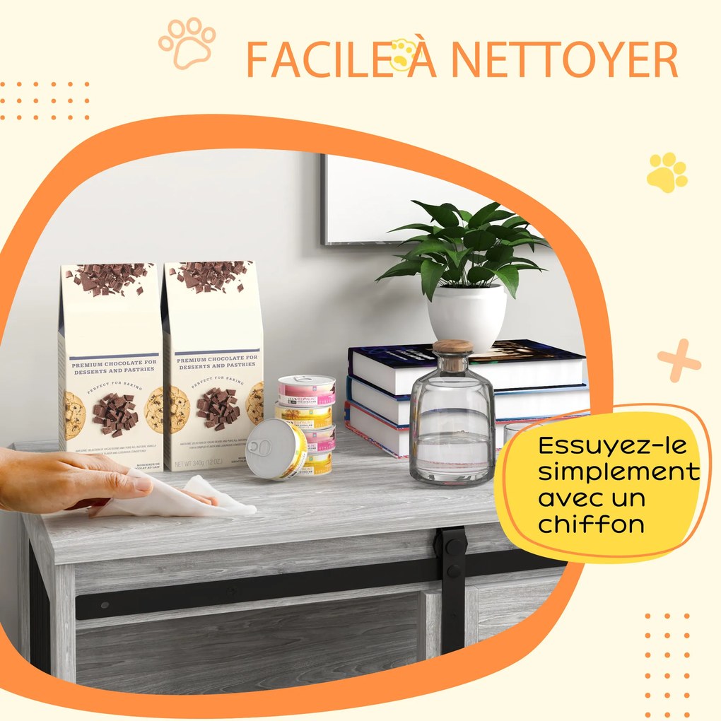 PawHut Cușcă pentru câine animale de interior ușă glisantă, metal cu efect lemn, dim. 57H x 80L x 54l cm | Aosom Romania