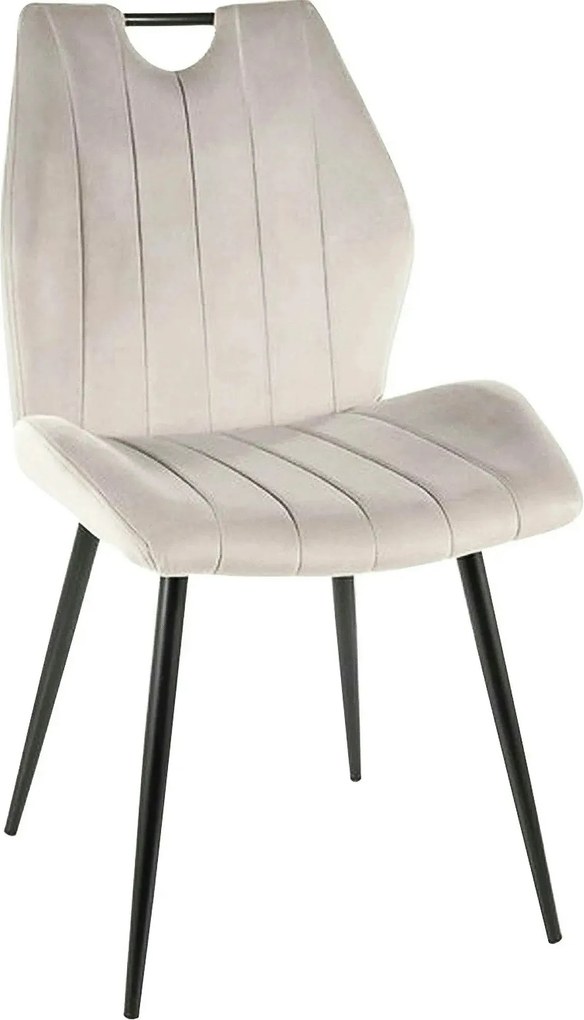 Scaun ARCO, gri deschis/negru, stofa catifelata/metal, 51x43x91 cm