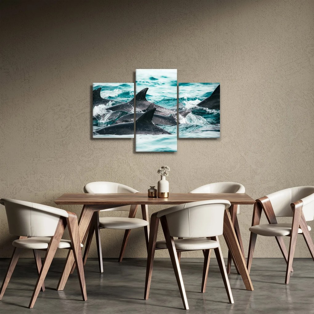Tablou - Delfini în ocean (90x60 cm)