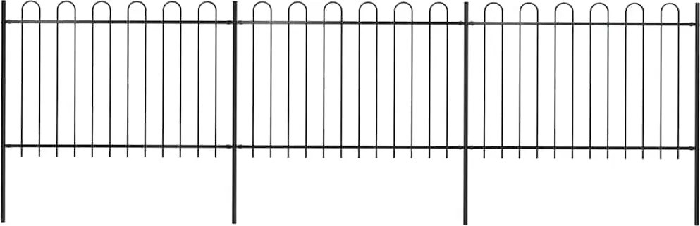 vidaXL Gard de grădină cu vârf circular, oțel, 537x120 cm, negru