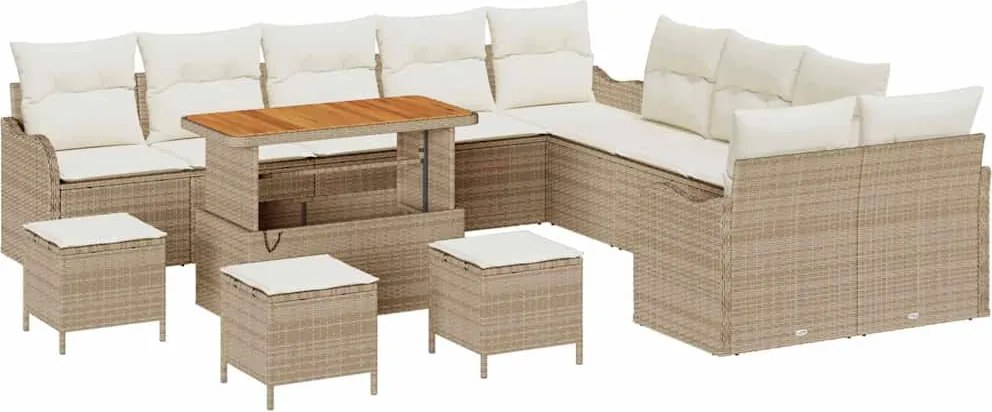vidaXL Set de canapele pentru grădină 14 pcs Bej poliratan